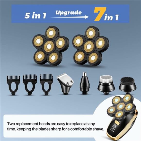 Head Shaver for Bald Men-Rotary Electric Razor Cordless Waterproof Multifunction - Picture 6 of 7